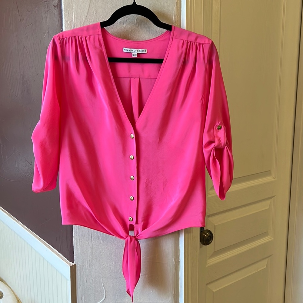Amanda Uprichard Pink Button-Down Blouse